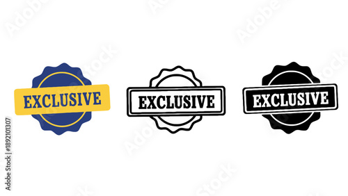 Three exclusive stamps on a white background for premium content
