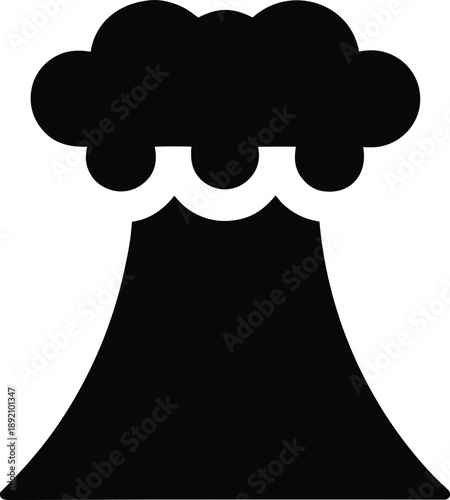 volcanic eruption plume silhouette vector illustration on transparent background