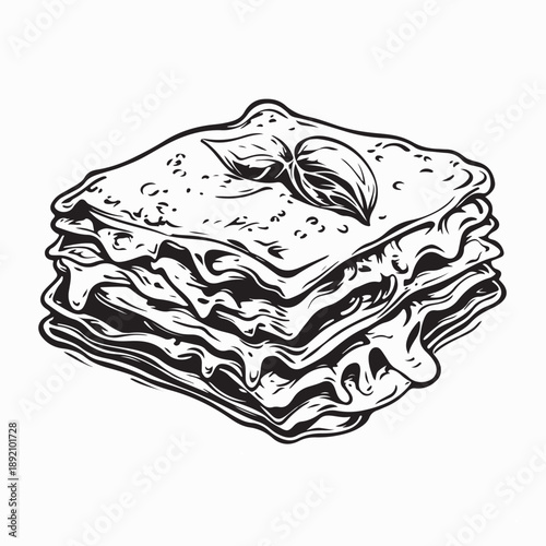 a Plate of Tasty and Delicious Lasagna Illustration Stock Vector Image 