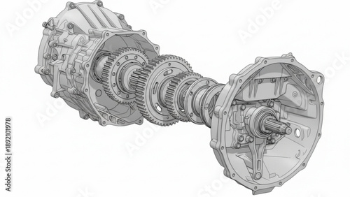 Car Transmission Gearbox CAD Exploded View Engineering Diagram