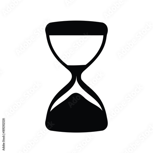 Simple black silhouette of an hourglass symbolizing time and its fleeting nature