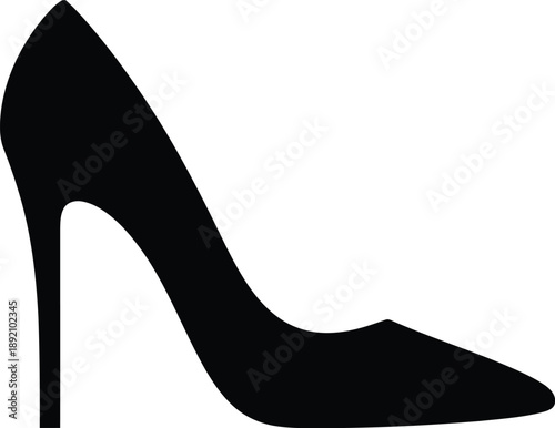 High heel shoe silhouette icon on checkered background, fashion footwear symbol, women shoe, elegance and style