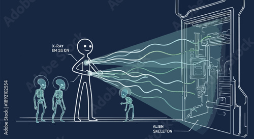 Alien skeleton scanner technology concept.