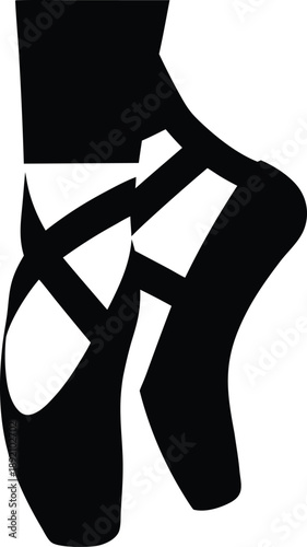ballet slipper en pointe silhouette vector illustration on transparent background
