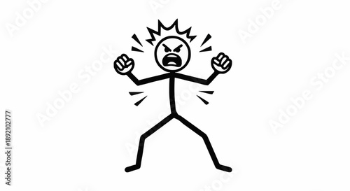 Angry Stick Figure Expressing Rage and Frustration.