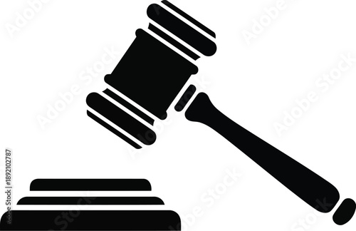 Legal gavel and sound block icon representing justice and law vector illustration isolated on transparent background