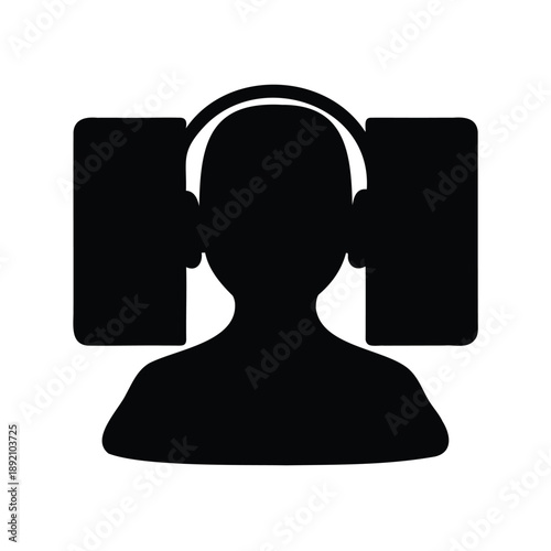 Silhouette of person wearing headphones listening to music for entertainment purposes