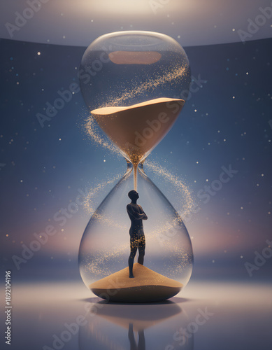 Human Silhouette in Hourglass Time Pressure Concept