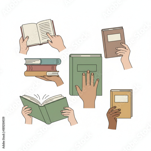 Hands Reading Books Set