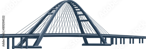 A detailed illustration of a modern bridge structure with cable stayed design on transparent background silhouette high quality professional elegant stylish clean