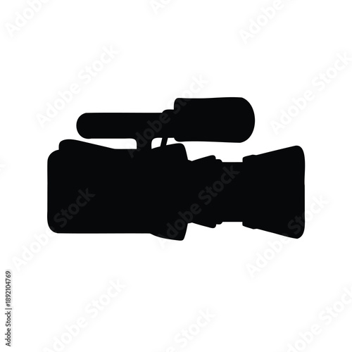 Silhouette of a professional video camera equipment for television and film