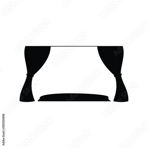 Silhouette of theatre stage with drawn curtains for artistic performance or production