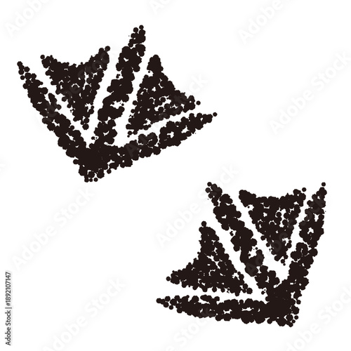 クレヨン素材　手描きの水鳥の足跡のイラスト