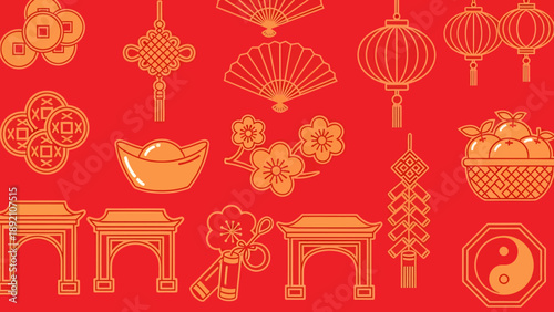 Chinese New Year Symbols and Icons.