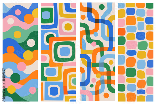 Patrón geométrico abstracto vectorial con formas orgánicas y colores vibrantes