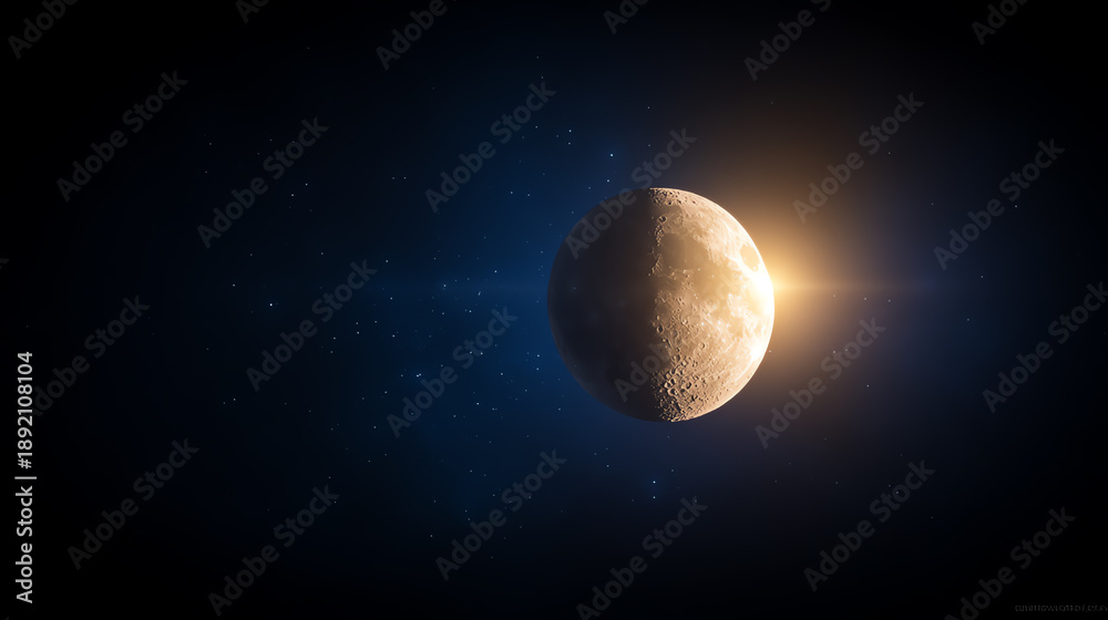 Obraz premium A captivating view of the moon showcasing its surface and glowing light against a dark, starry background.