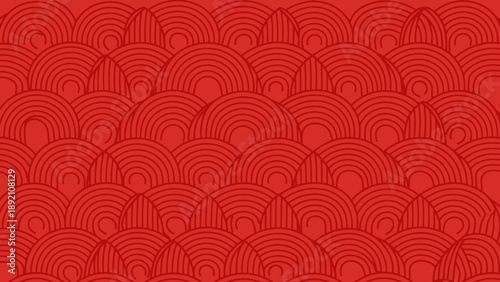 Red Patterned Background with Overlapping Arches.