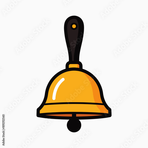 Golden Handheld Service Bell with Black Handle and Clapper for Alerting or Announcing