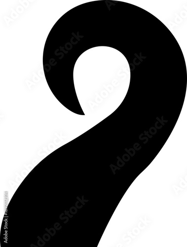 Octopus Tentacle Icon, Vector Sea Monster Arm Silhouette, Kraken Tentacles Symbol, Curled octopus tentacles Marine Animal for Logo ultra sharp focus, sea life, Tattoo, Game, Fantasy Design template