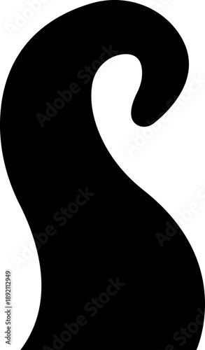 Octopus Tentacle Icon, Vector Sea Monster Arm Silhouette, Kraken Tentacles Symbol, Curled octopus tentacles Marine Animal for Logo ultra sharp focus, sea life, Tattoo, Game, Fantasy Design template