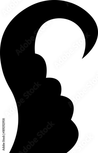 Octopus Tentacle Icon, Vector Sea Monster Arm Silhouette, Kraken Tentacles Symbol, Curled octopus tentacles Marine Animal for Logo ultra sharp focus, sea life, Tattoo, Game, Fantasy Design template