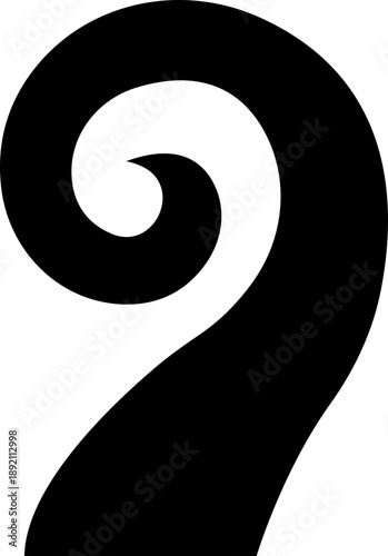 Octopus Tentacle Icon, Vector Sea Monster Arm Silhouette, Kraken Tentacles Symbol, Curled octopus tentacles Marine Animal for Logo ultra sharp focus, sea life, Tattoo, Game, Fantasy Design template