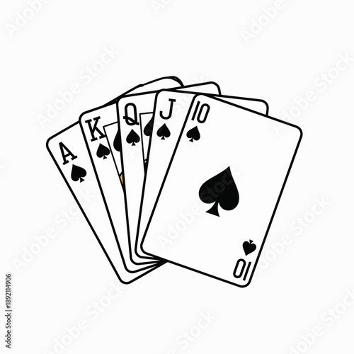A Royal Flush of Spades Illustrates a Winning Hand in Poker Card Games