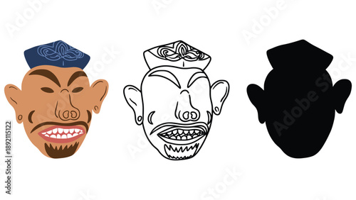 A colorful illustration of three different masks on a white background