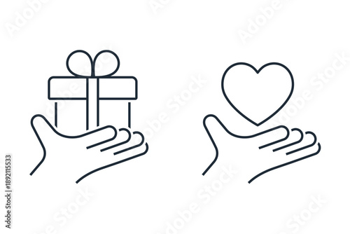 Festive souvenir. A sincere gift. A pleasant surprise.Vector linear icon illustration isolated on white background.