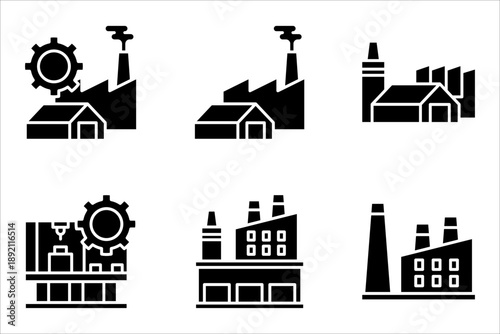 factory icon set, vector illustration on white background.