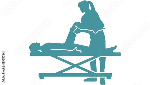 A physical therapist providing treatment to a patient on a table