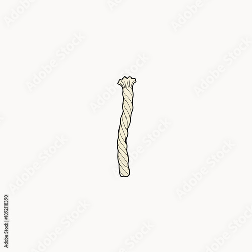 A Thick Twisted Natural Fiber Rope with Frayed Ends Tied Securely with String for Strength and Durability in Outdoor Use