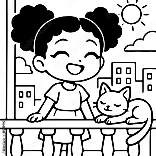 Girl and cat