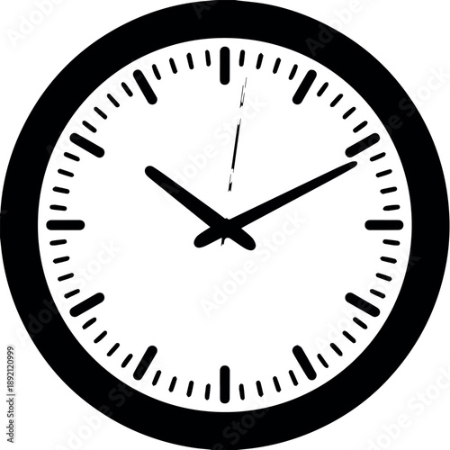 A traditional analog clock face displaying standard hour and minute hands, indicating the passage of time or a specific moment.