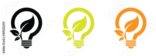 Green Energy Light Bulb Leaf Eco Power Icon