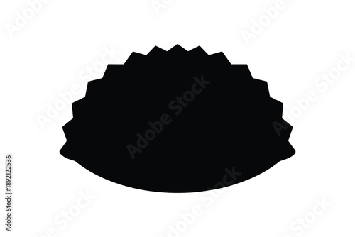 Black silhouette of abstract spiky shape isolated on white background with copy space