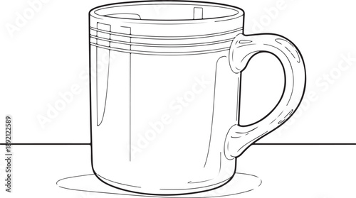 Simple Outline of a Mug for Hot Drinks and Cafe Graphics , Generative Ai