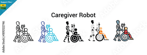 Caregiver Robot icon, multi syle icon, vector.