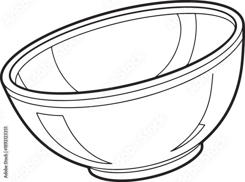 Minimalist line drawing of a round empty bowl, perfect for representing meals, ingredients, or empty spaces in design projects. , Generative Ai