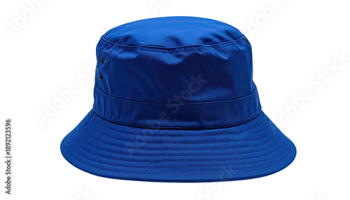 Royal blue, bucket hat, angled shot, isolated on black background