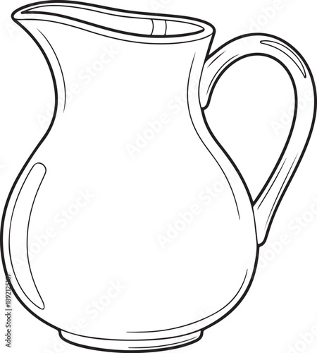 Elegant black and white line drawing of a classic pitcher, ideal for culinary, beverage or decorative design uses. , Generative Ai