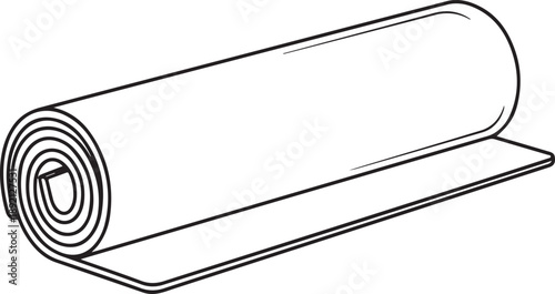 Rolled yoga mat or exercise mat in outline style, perfect for fitness, wellness, and healthy lifestyle concepts. , Generative Ai