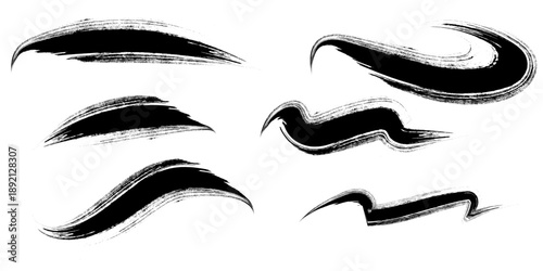 Vector grungy paint brush strokes collection. Calligraphy straight smears, stamp, lines. eps10