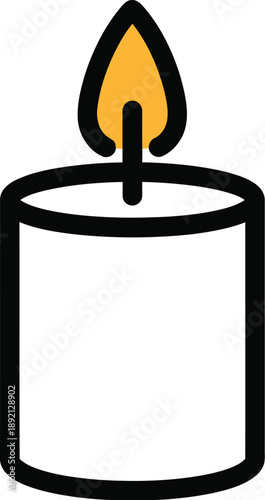 Lit white candle illustration, symbol of warmth and romance