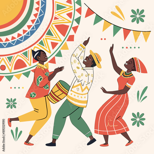 Colorful of people dancing in traditional clothing