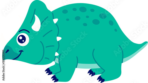 Cute Baby Triceratops Dinosaur Cartoon Animal with Spots and Horns
