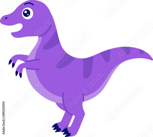 Cute Baby Velociraptor Dinosaur Cartoon Animal Standing on Two Legs