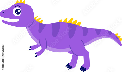Cute Baby Megalosaurus Dinosaur Cartoon Animal with Yellow Spikes