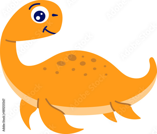 Cute Baby Plesiosaurus Dinosaur Cartoon Animal Character