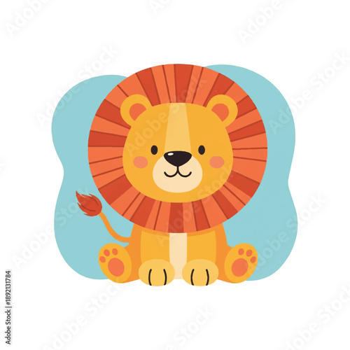 Tableau sur toile Cartoon Lion Character Illustration.